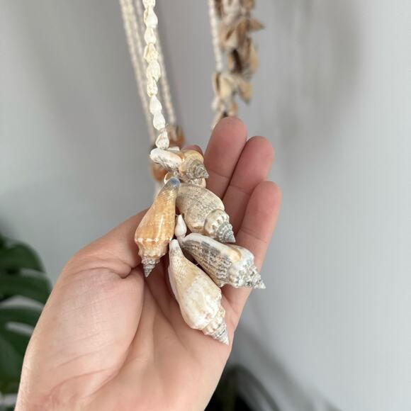 Vintage LARGE Hanging Sea Shell Chandelier Art Boho Cottage Waterfall Wind Chime - Picture 6 of 7